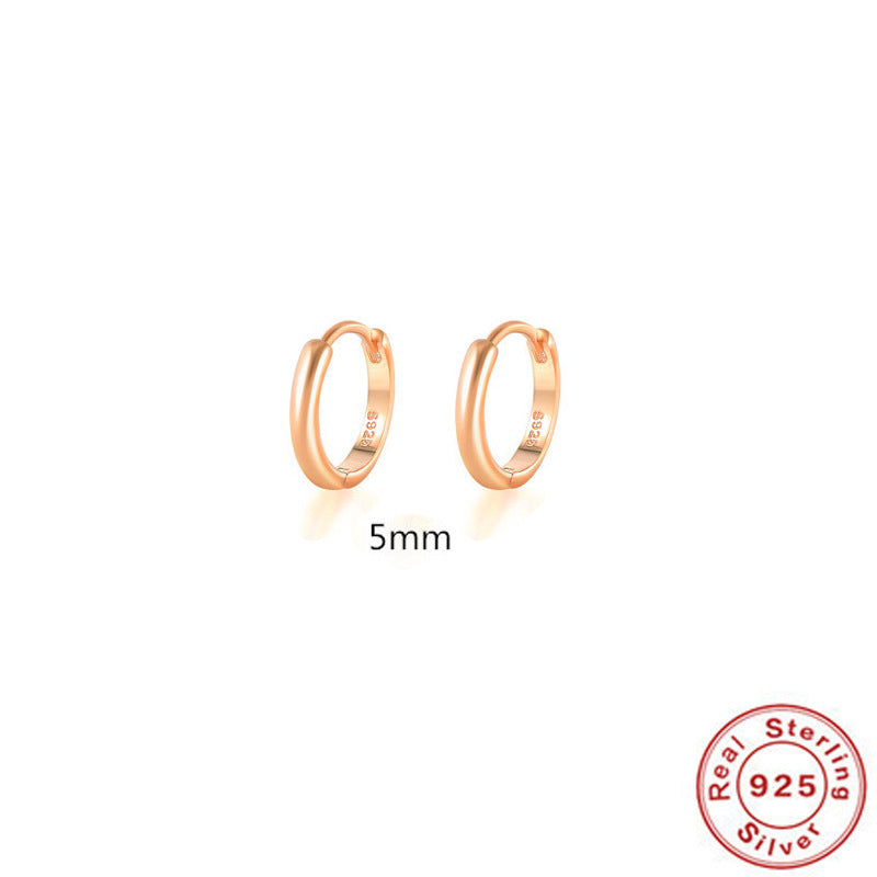 S925 Sterling Silver Minimalist Geometric Ear Clip Hoop Earrings