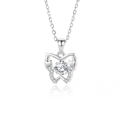 Simple Style Sterling Silver Butterfly Moissanite Zircon Pendant Necklace