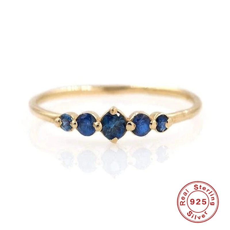 Fashion Round Sterling Silver Zircon Stacking Ring for Women