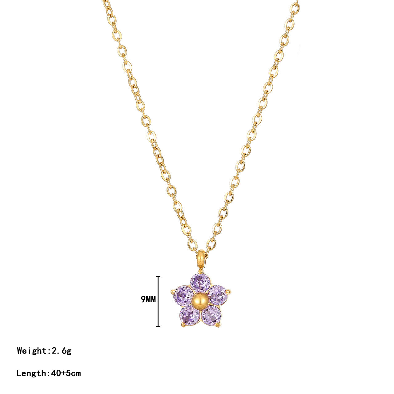 Elegant Floral Stainless Steel Crystal Pendant Necklace