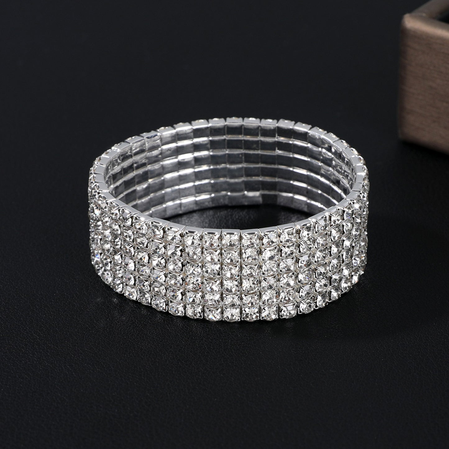 Korean Style Full Diamond Elastic Bracelet Shiny Rhinestone Bangle