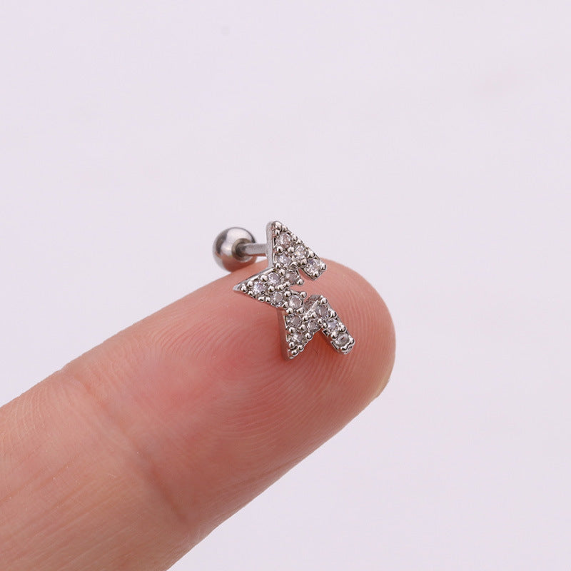 Korean Style Pineapple Zircon Stainless Steel Stud Earrings