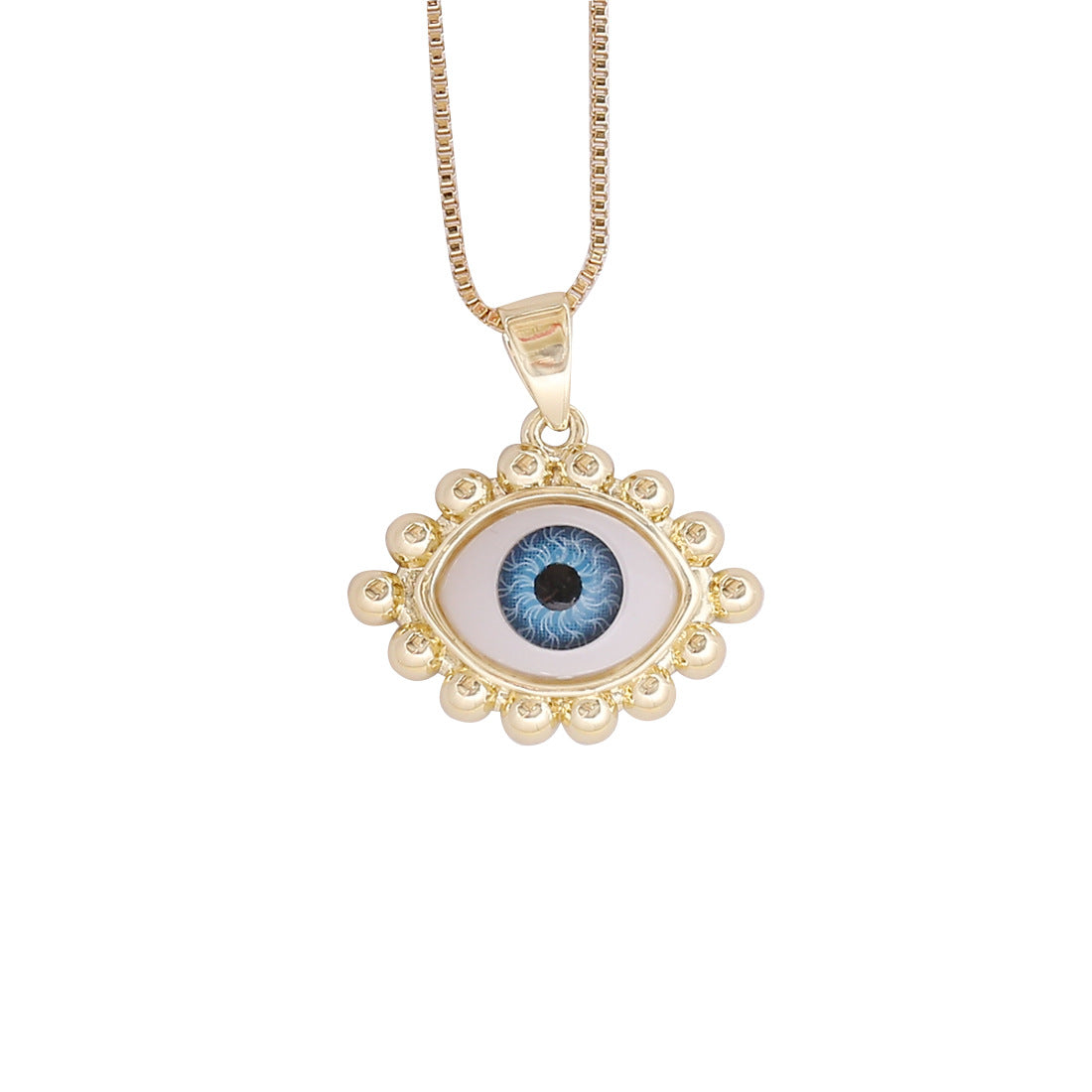 European American Palm Heart Evil Eye Pendant Necklace 18K Jewelry