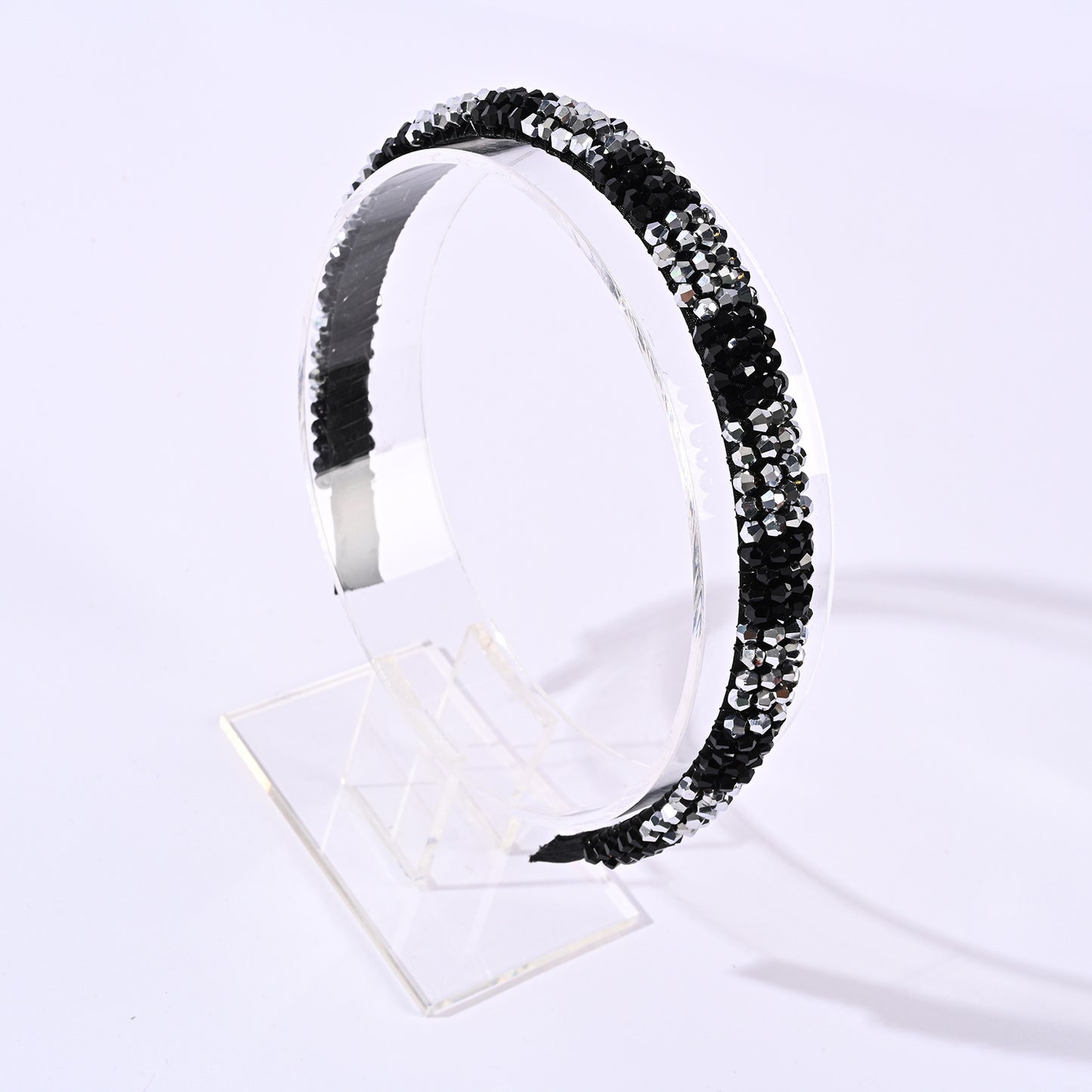 Retro Baroque Crystal Hair Band with Mixed Colors and Stripes