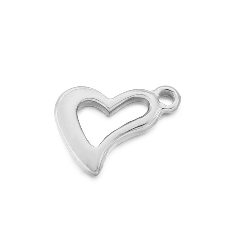 "Stainless Steel Heart-Shaped Openwork Pendant and Jewelry Accessories for DIY Necklaces and Earrings"