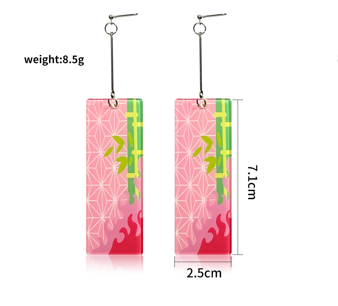 1 Pair Acrylic Rectangle Drop Earrings Inspired by Anime Characters