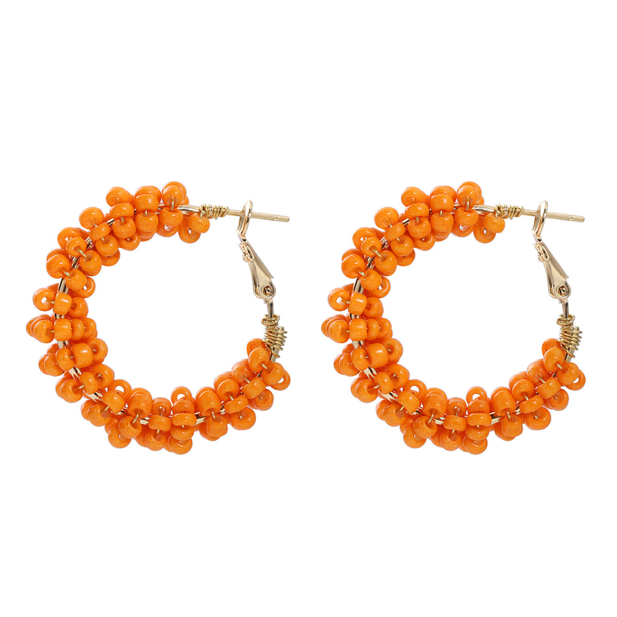 Fashion Bohemian Colorful Beaded Hoop Earrings