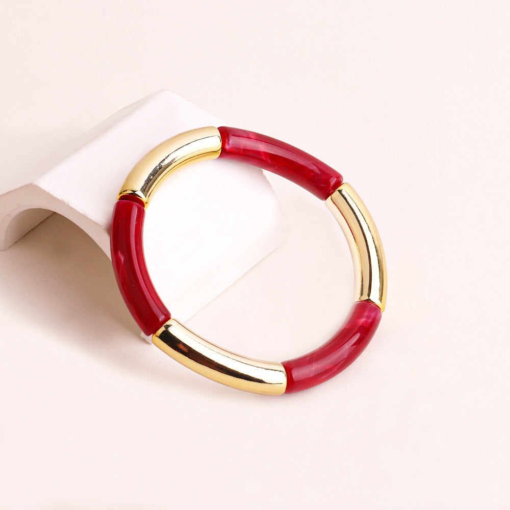Acrylic Round Tube Elastic Bangle Bracelet for Women