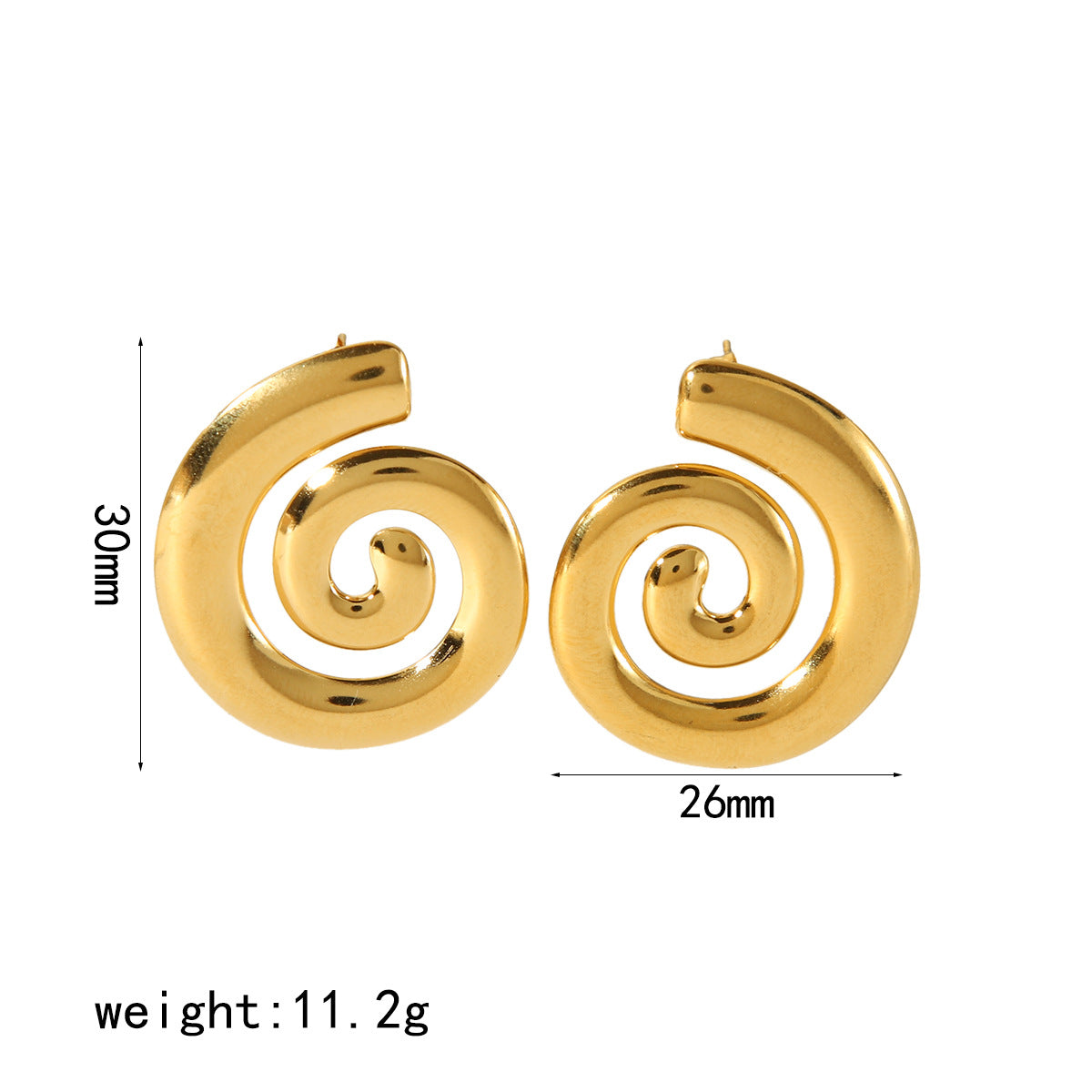 1 Pair Geometric Spiral 18K Gold Plated Stainless Steel Drop Earrings