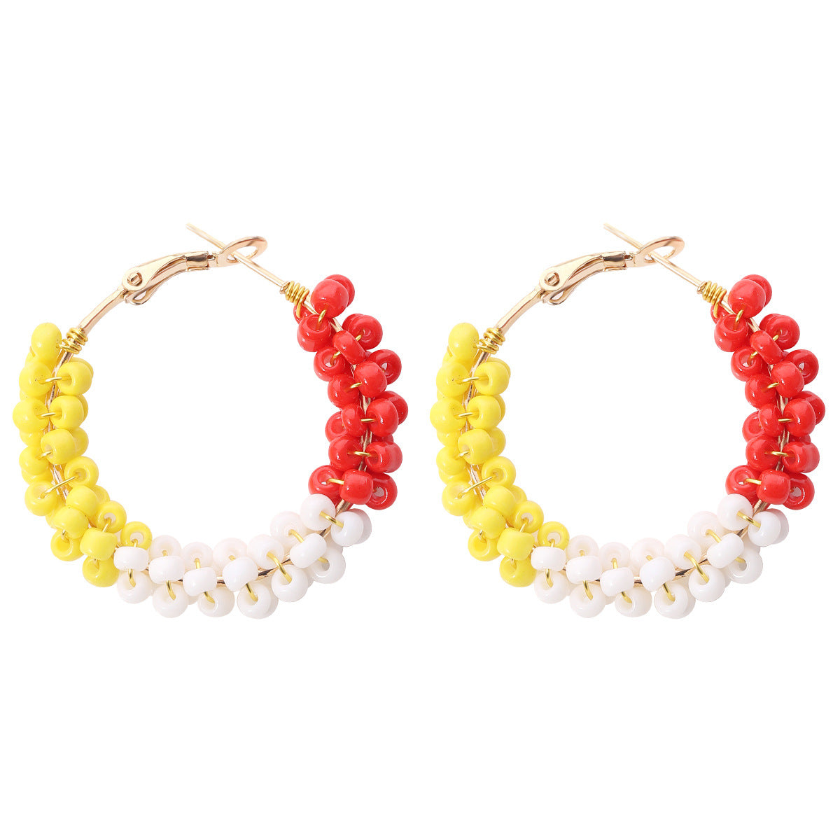 Fashion Bohemian Colorful Beaded Hoop Earrings