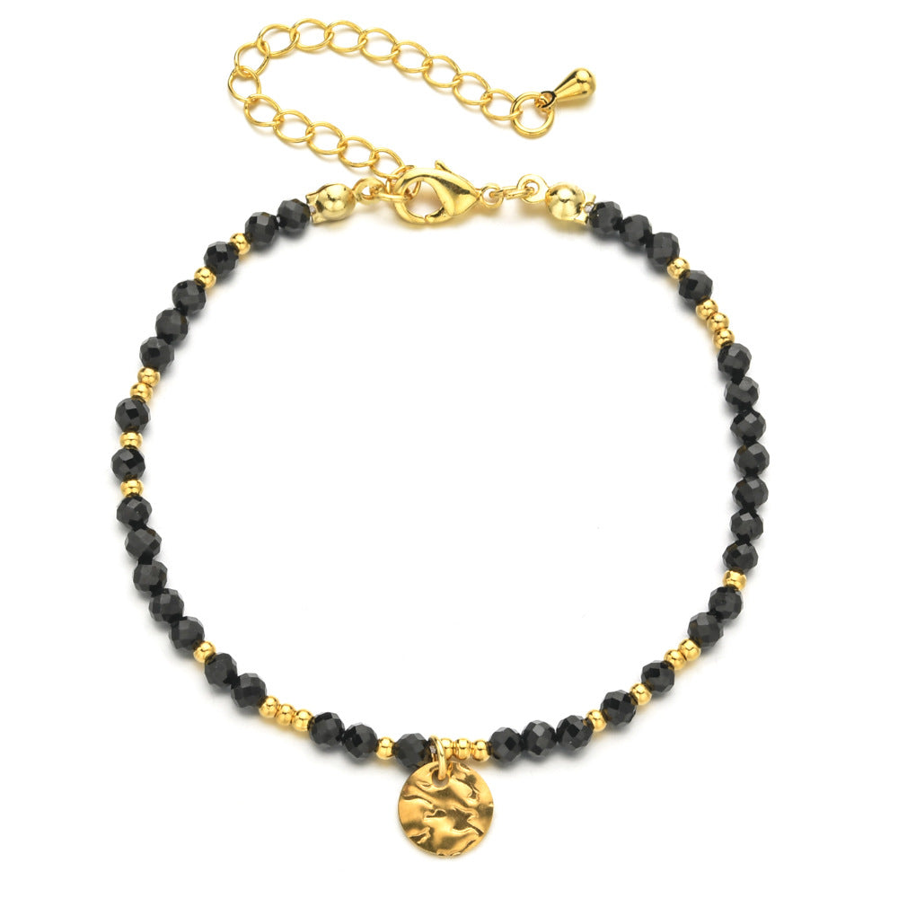 Modern Geometric Natural Stone Beaded Bracelet with Stainless Steel Accents