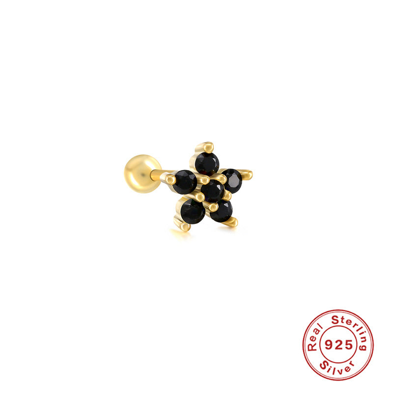 Sterling Silver Star Moon Heart Shaped Stud Earrings