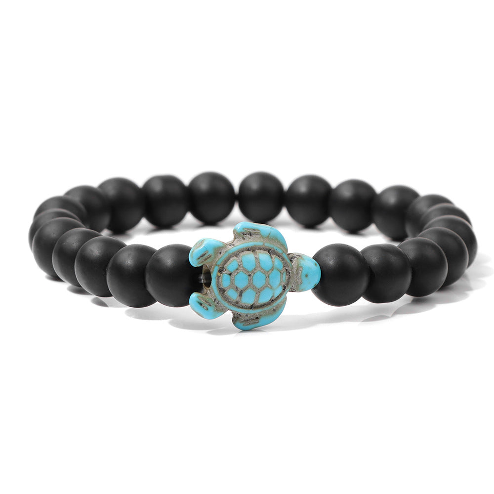 Retro Tortoise Agate and Natural Stone Beaded Bracelet