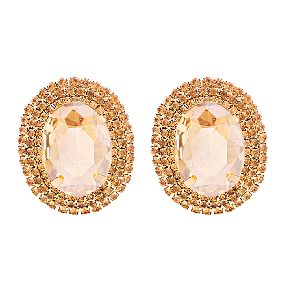 Korean Vintage Style Glass Gemstone Alloy Earrings