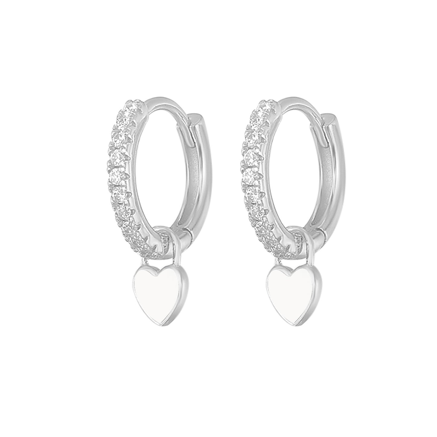 1 Pair Elegant Heart Shape Sterling Silver Zircon Earrings