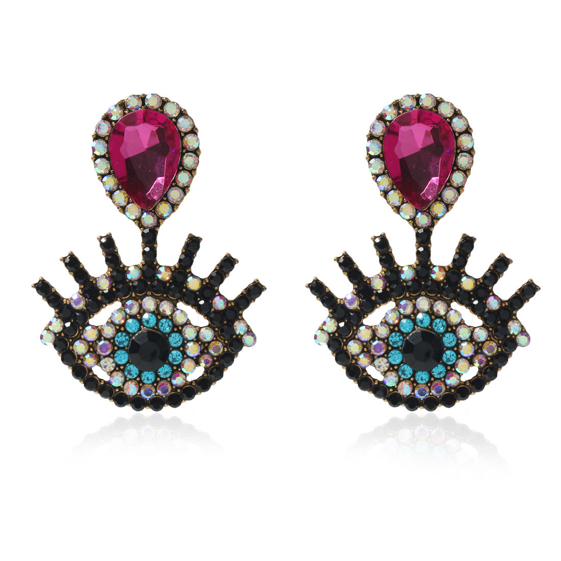 Fashion Eye Rhinestone Inlay Drop Earrings for Women