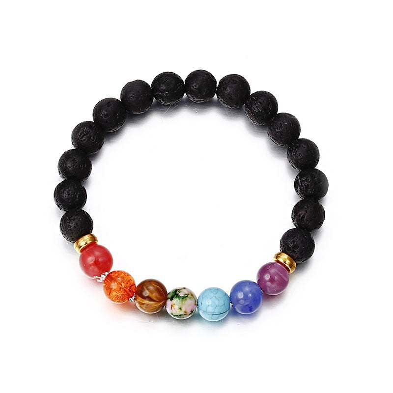 Natural Volcanic Stone Crown Beaded Yoga Bracelet