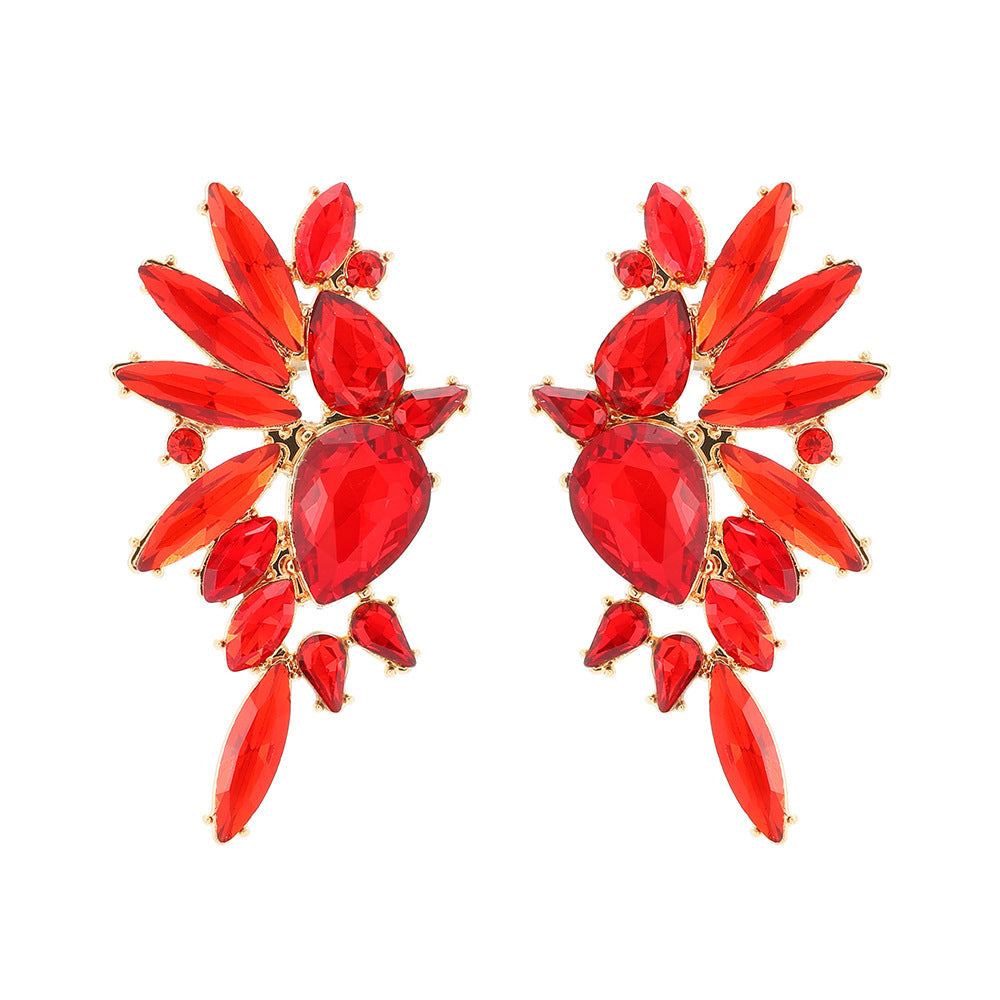 Retro Luxurious Rhinestone Wing Stud Earrings
