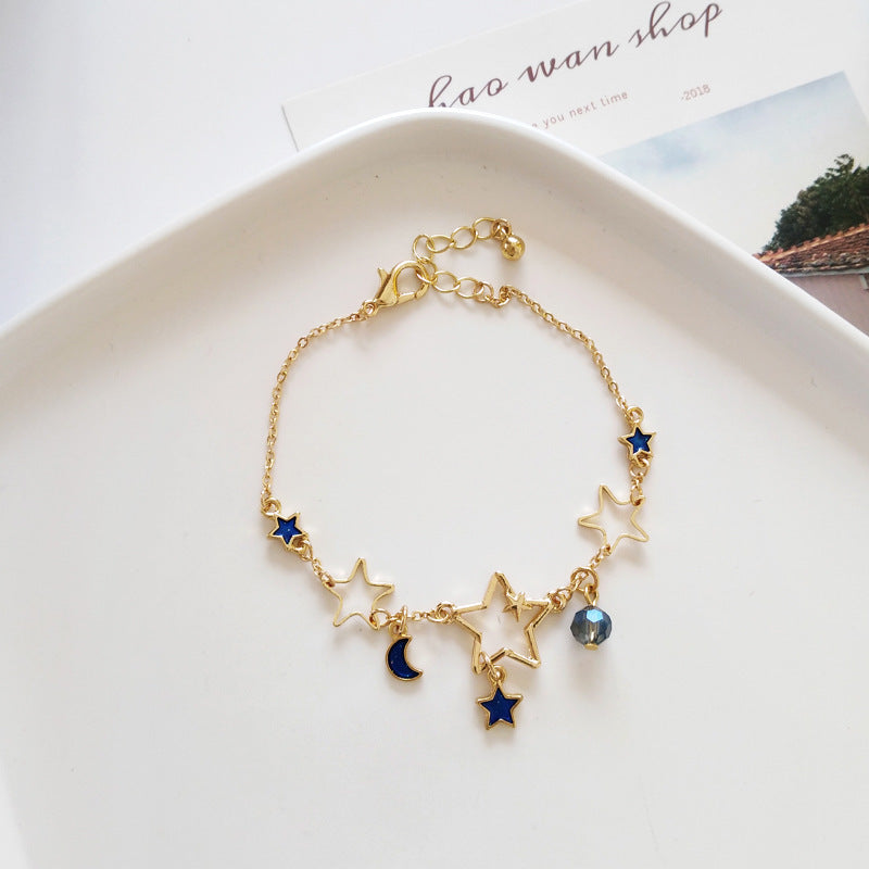 Fashion Star and Moon Pendant Alloy Bracelet for Women