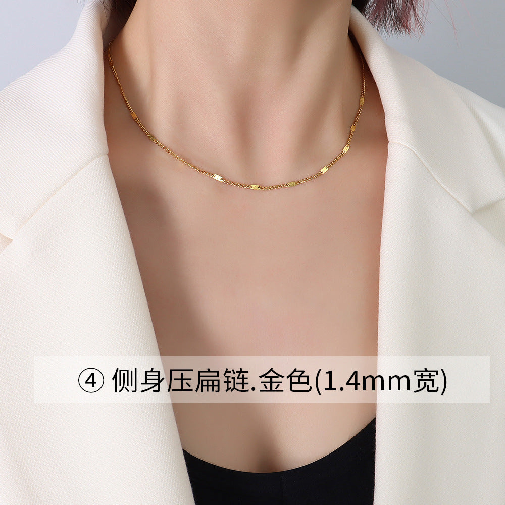 18K Gold Plated Minimalist Titanium Steel Necklace Set
