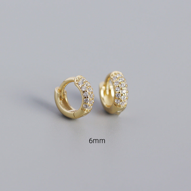 S925 Silver Three-Row Diamond Wide-Faced Ear Cuff Earrings