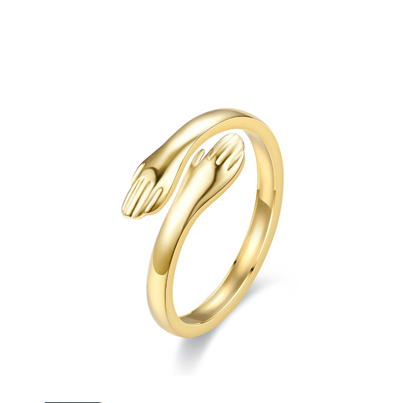 Fashion Vintage Heart Snake Titanium Steel Open Ring for Couples