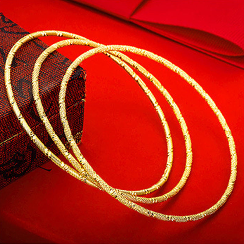 Simple Geometric Gold Plated Copper Bangle Bracelet