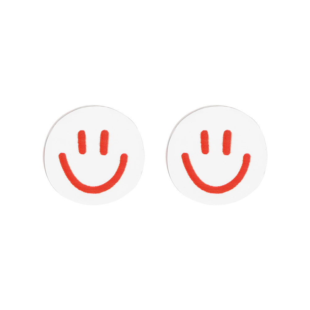 Cartoon Smiley Face Resin Transparent Earrings Jewelry