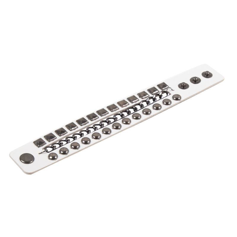 Exaggerated Men's Punk Multi-Layer Studded Faux Leather Bracelet