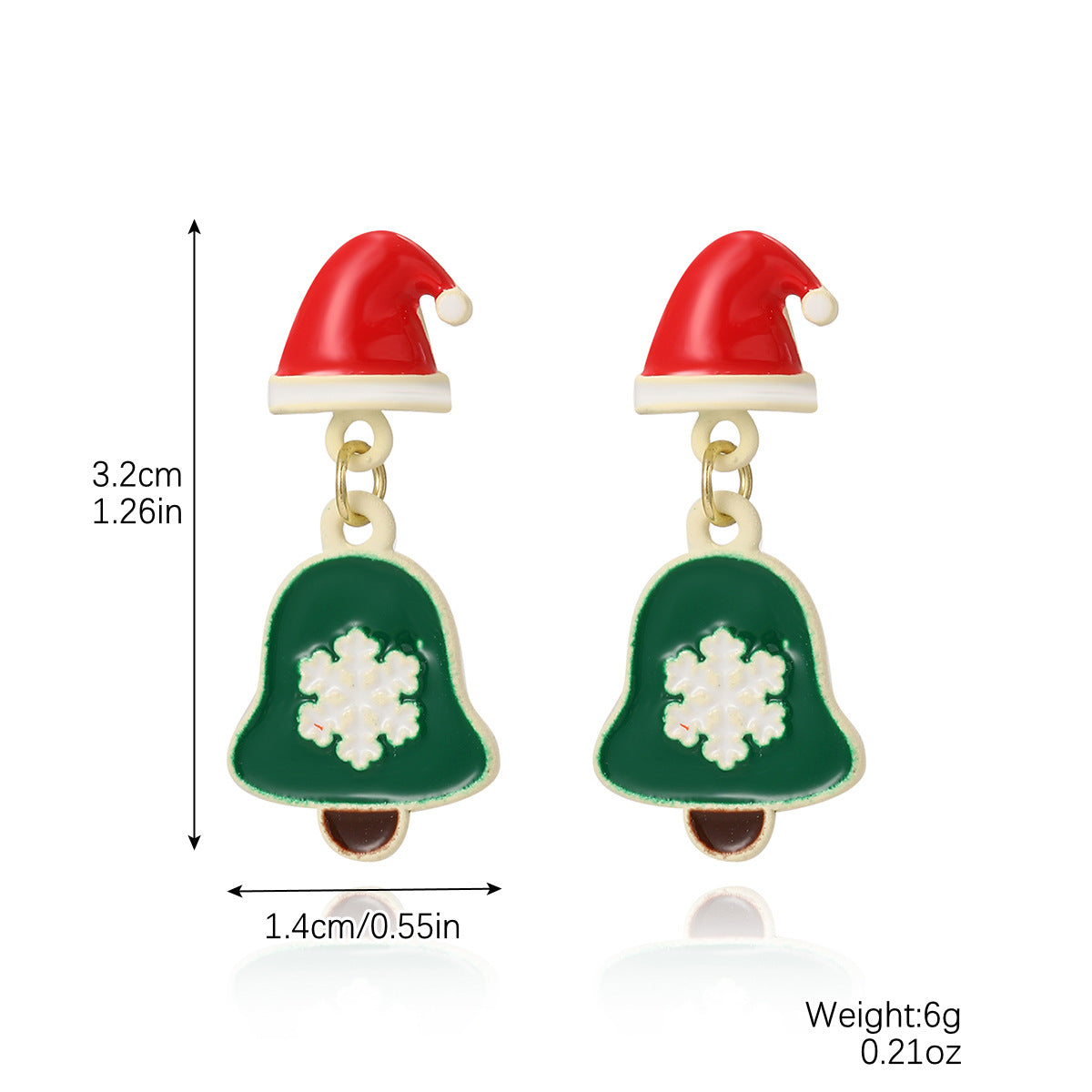 Explosive Christmas Snowflake Bell Tree Stud Earrings Set