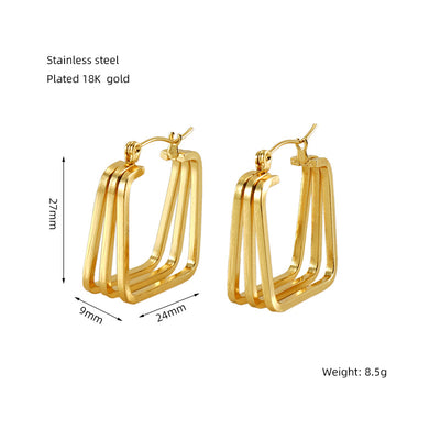 1 Pair Elegant U Shape 18K Gold Plated Stainless Steel Titanium Hoop Earrings