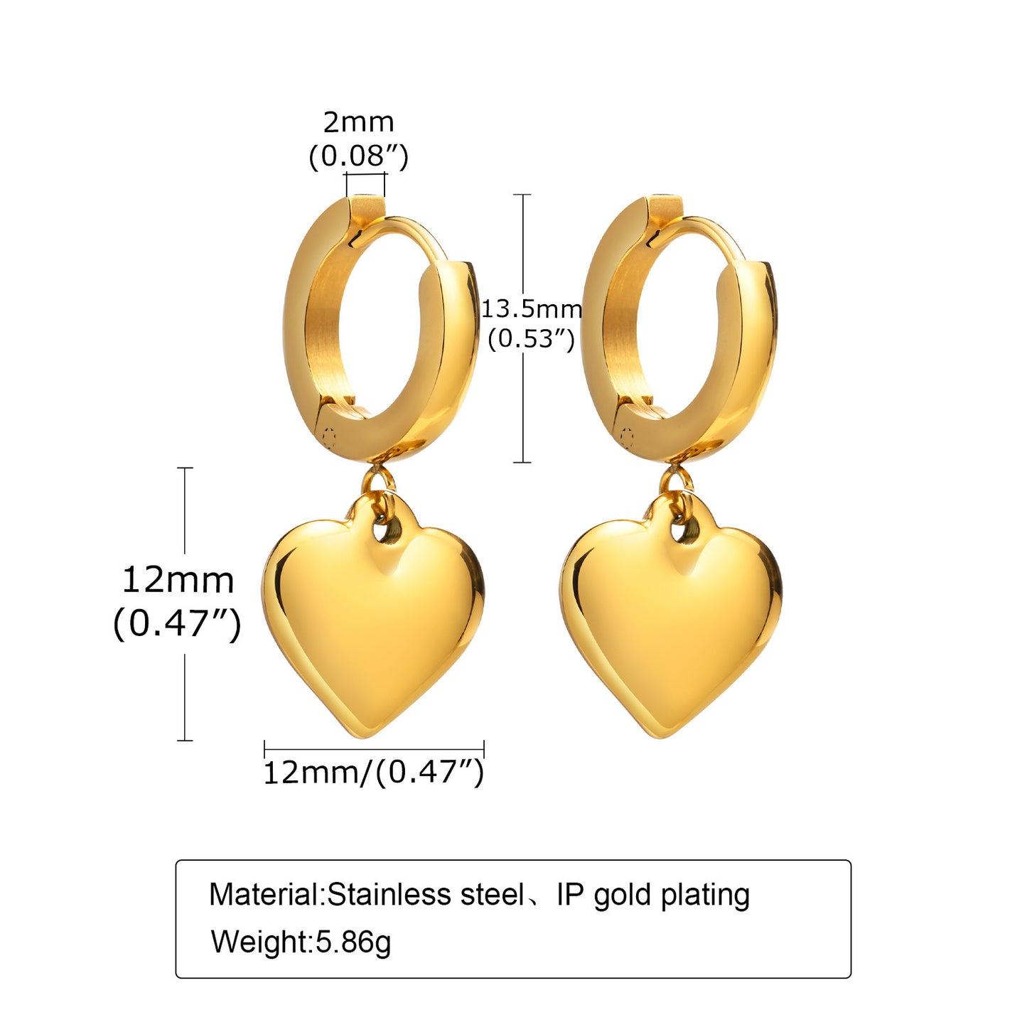 1 Pair 18K Gold Plated Star and Twisted Hoop Stainless Steel Drop Earrings with Zircon Inlay