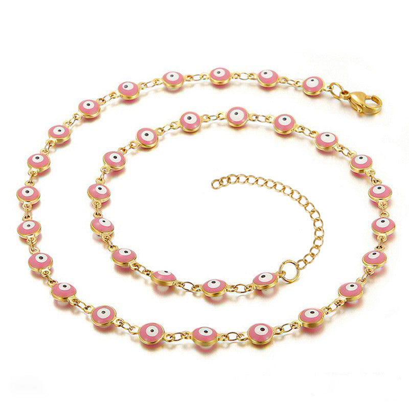 Evil Eye Multicolor Stainless Steel Beaded Bracelet for Women