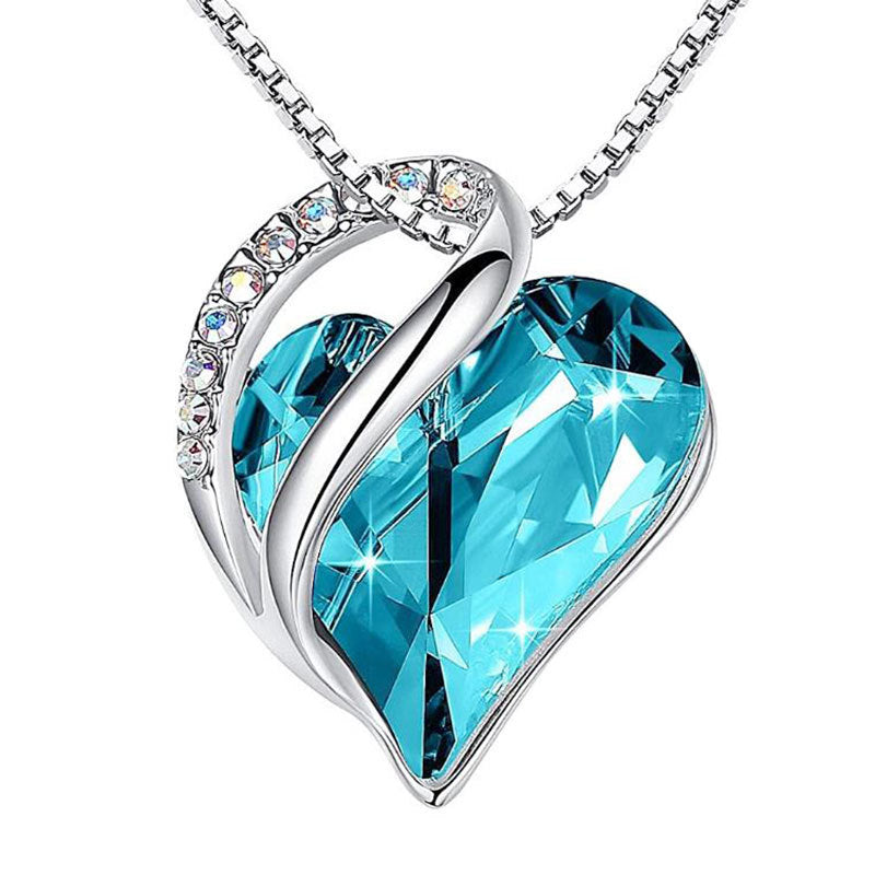 Heart Shape Crystal Birthstone Pendant Necklace