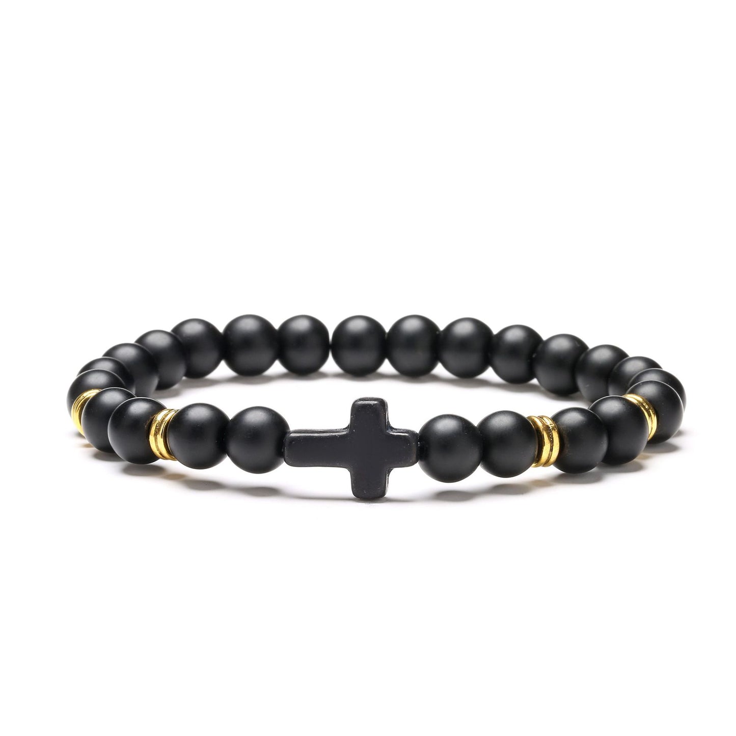Retro Cross Beaded Turquoise Tiger Eye Lava Stone Bracelet