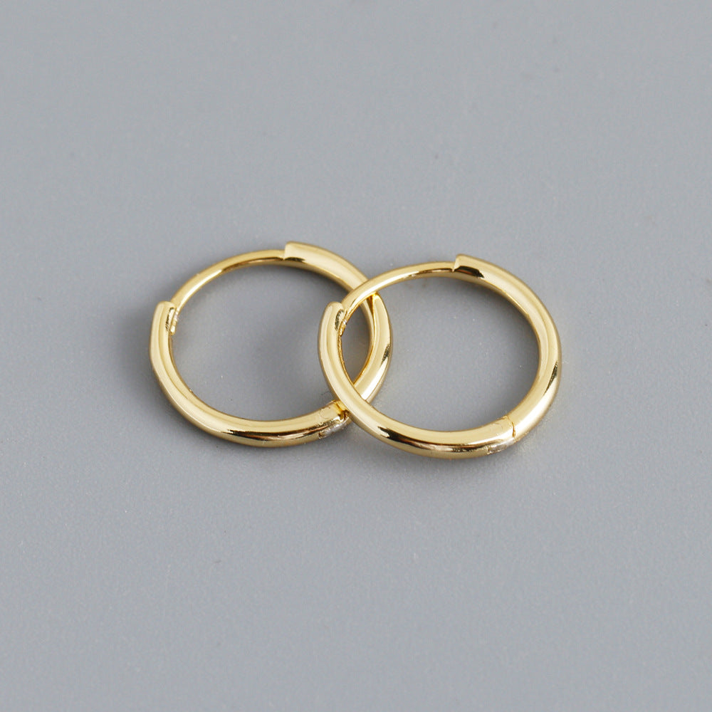 Simple Style Sterling Silver Circle Hoop Earrings