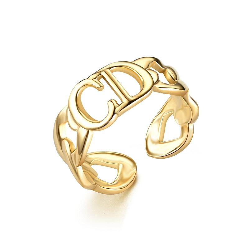 Fashion Vintage Heart Snake Titanium Steel Open Ring for Couples