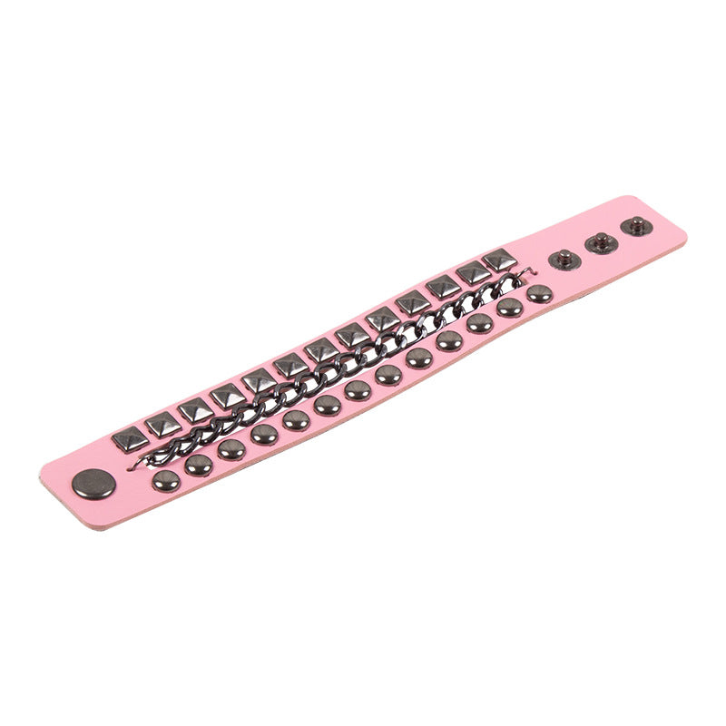 Exaggerated Men's Punk Multi-Layer Studded Faux Leather Bracelet