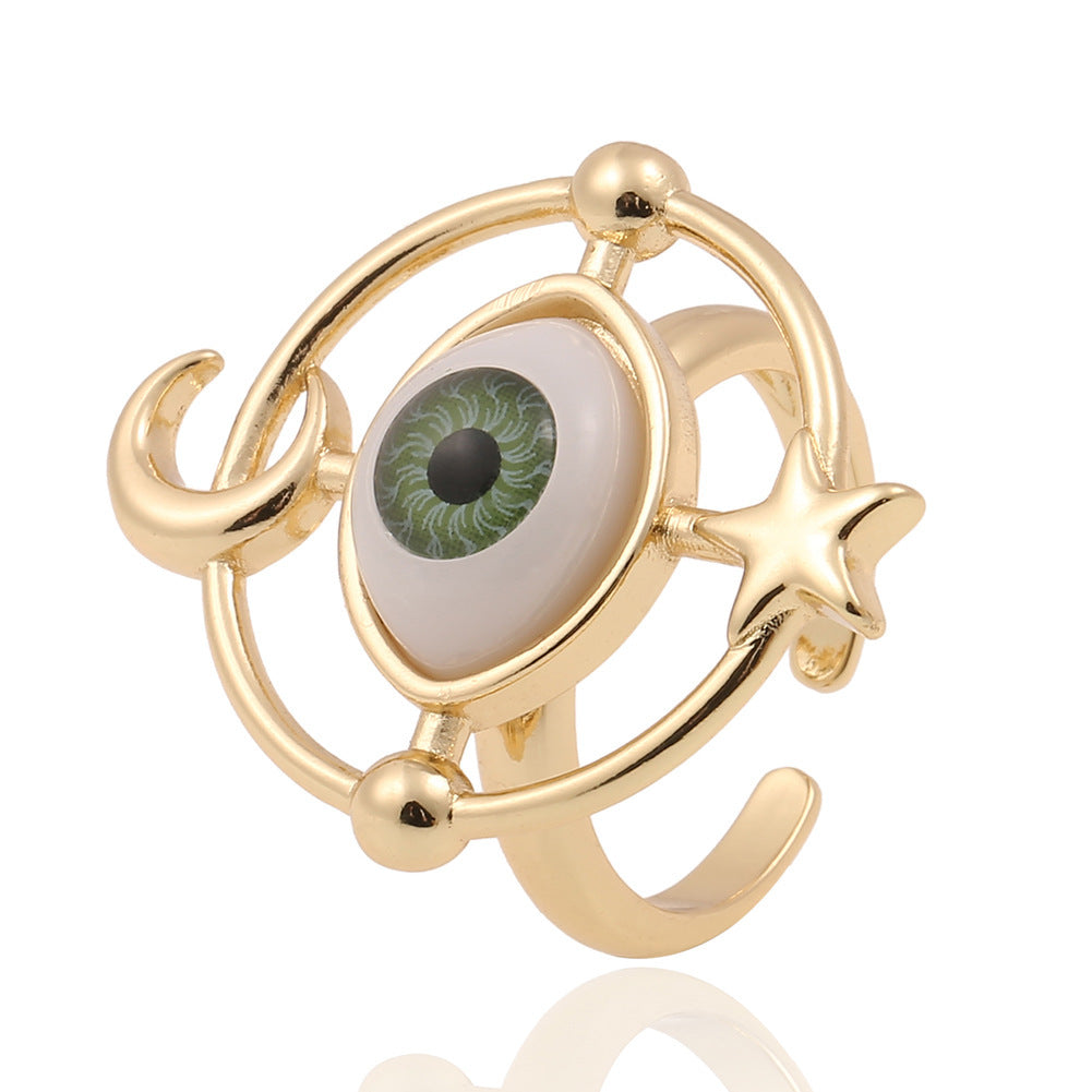 Fashion Copper Plated Gold Evil Eye Women's Minimalist Tail Ring