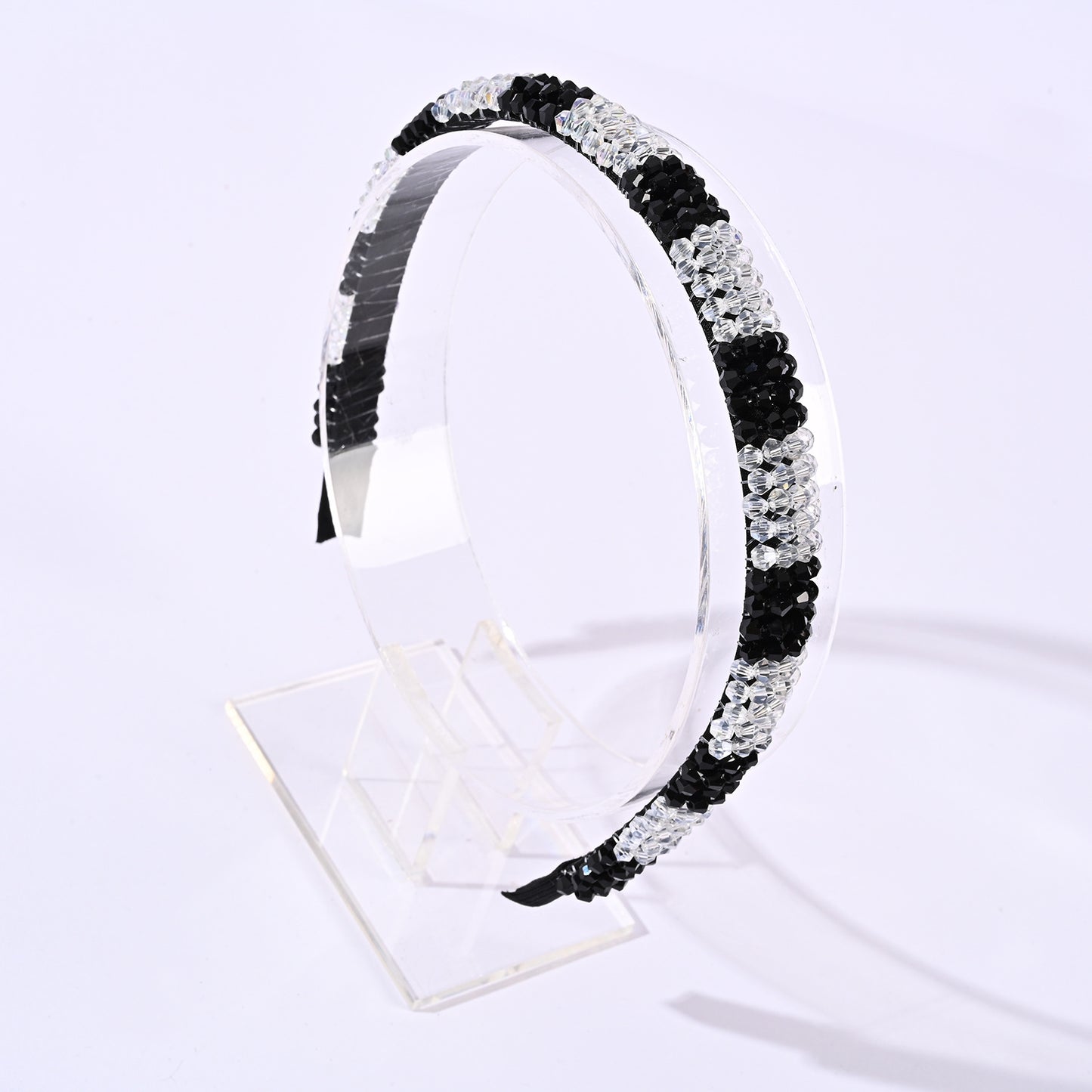 Retro Baroque Crystal Hair Band with Mixed Colors and Stripes