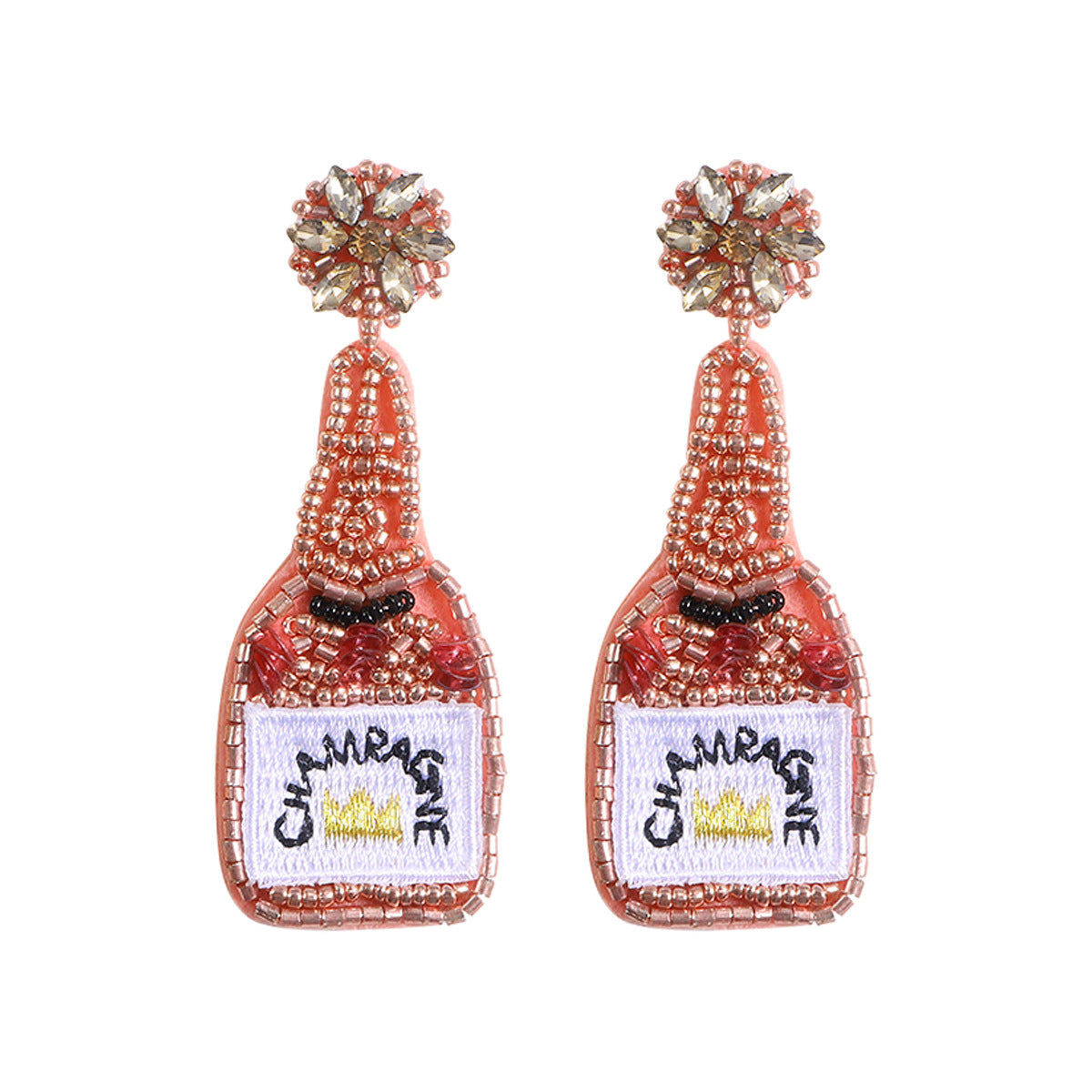 Bohemian Rice Beads Wine Bottle Earrings for New Year Party