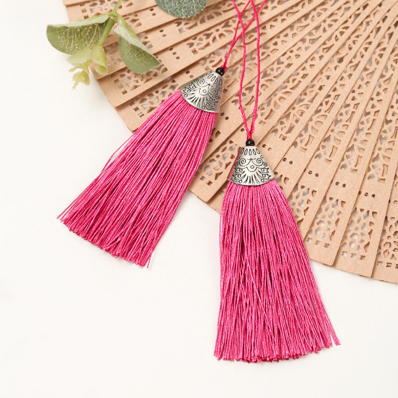 8CM Alloy Fish Mouth Cap Tassel Bookmark Pendant