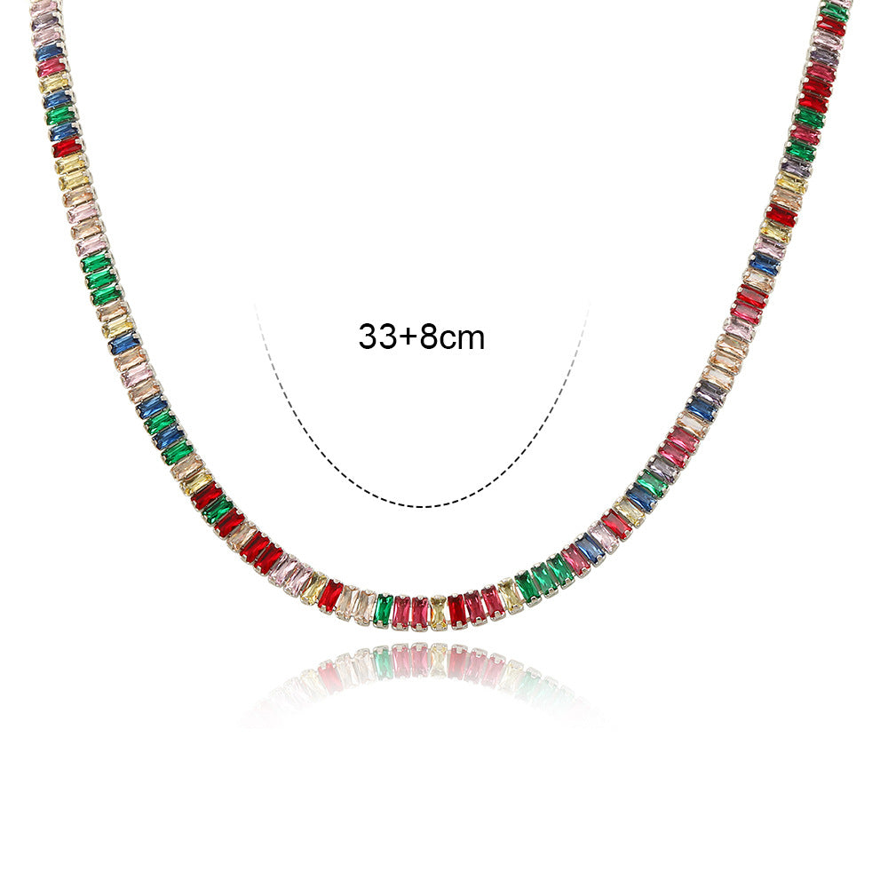 Fashion Multicolor Zircon Geometric Copper Necklace