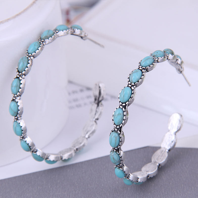 Fashion Alloy Turquoise Geometric Tassel Earrings