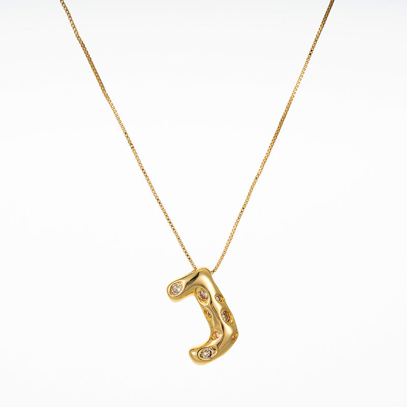 Elegant Gold Plated Zircon Letter Pendant Necklace - Minimalist Design