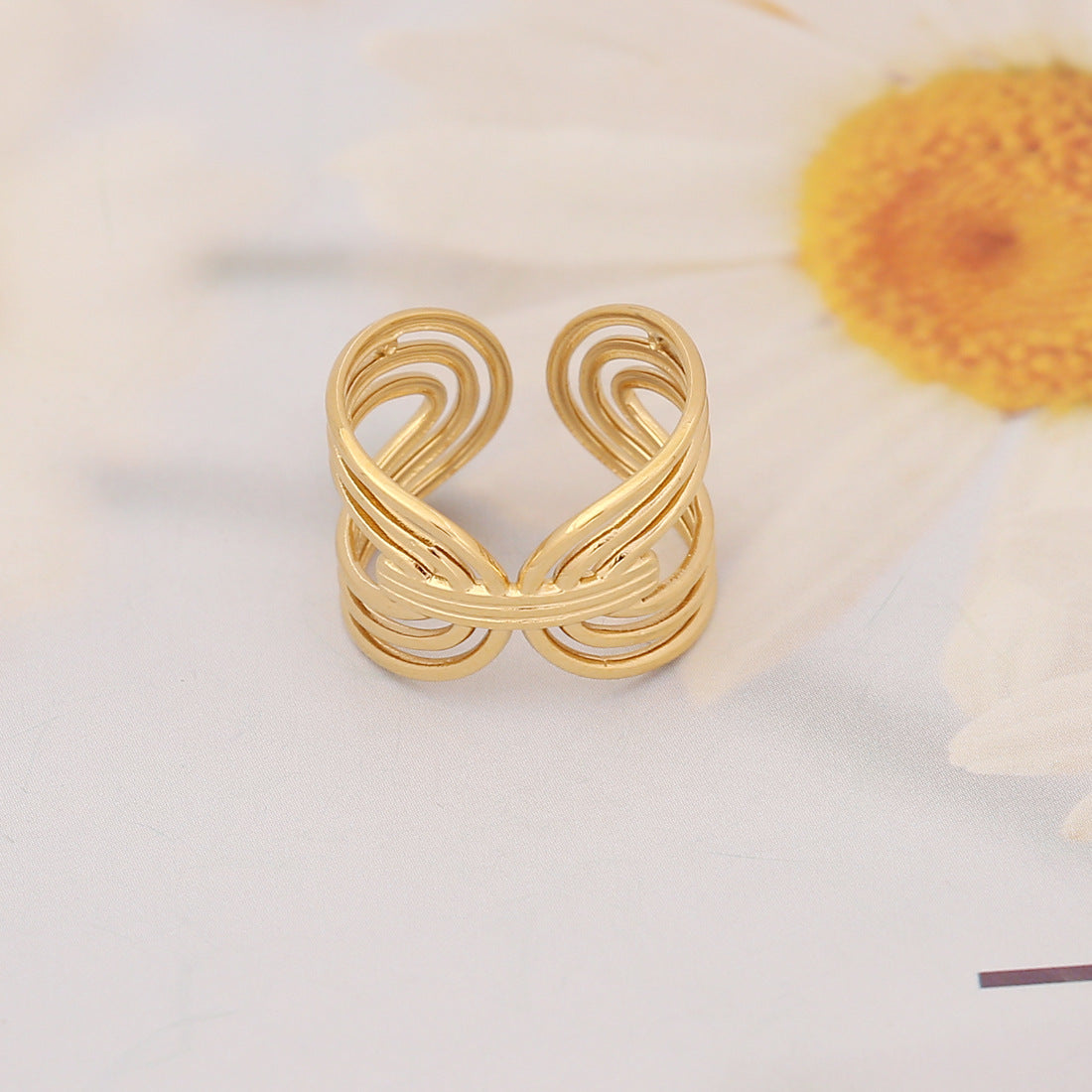 Geometric Snake Design Stainless Steel Open Ring for Women