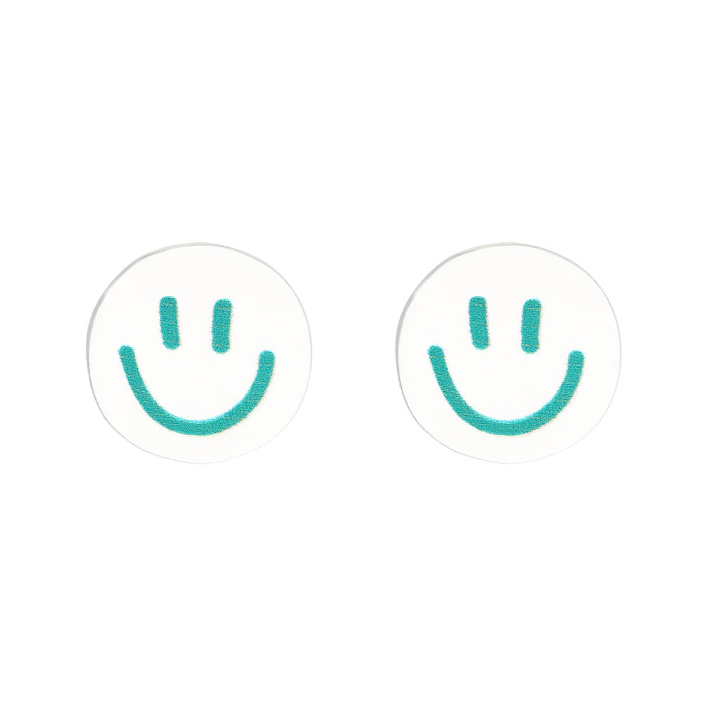 Cartoon Smiley Face Resin Transparent Earrings Jewelry