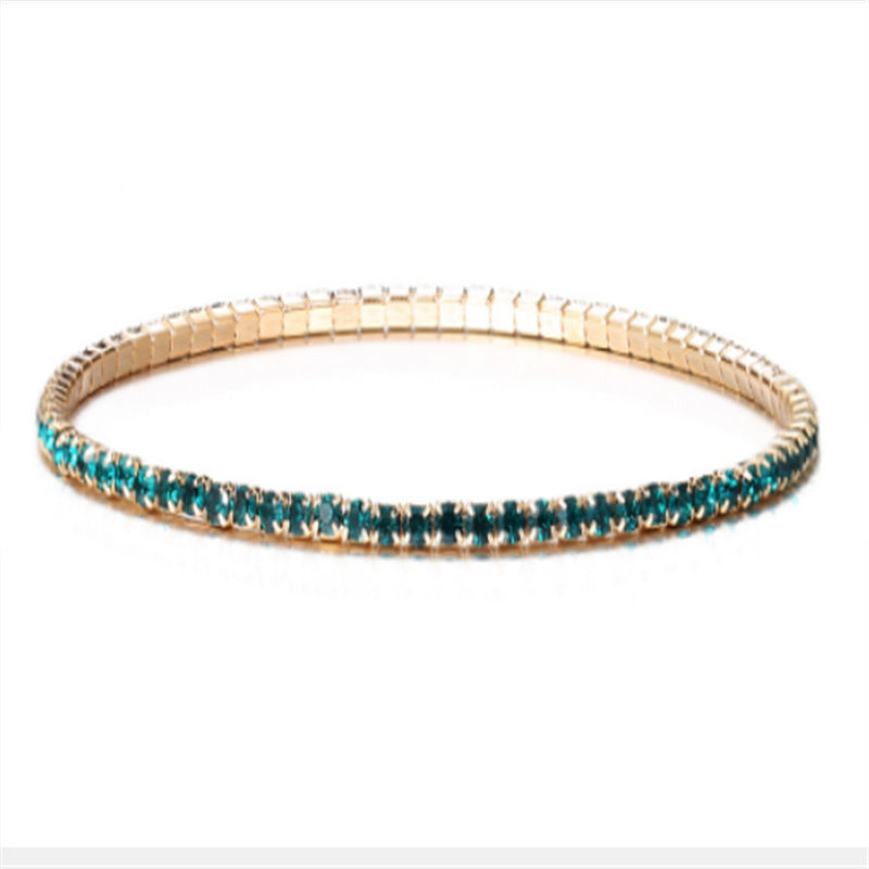 Geometric Elastic Rhinestone Crystal Bracelet 2.0mm Bridal Jewelry