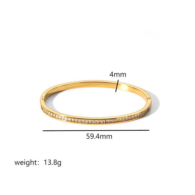 18K Gold Plated Stainless Steel Zircon Star Bangle Bracelet