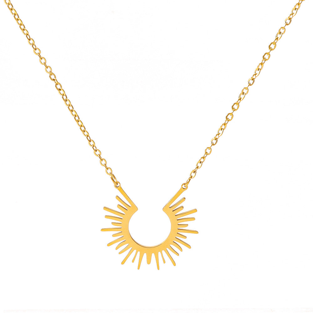 Fashion Star and Moon Leaf Stainless Steel Necklace for Women